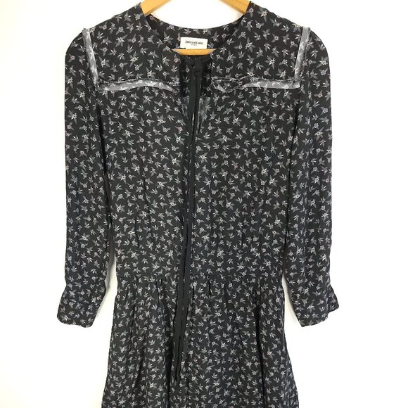 Zadig & Voltaire Mini Dress Small Black Multicolor Floral Print Remus Liberty - Picture 1 of 11